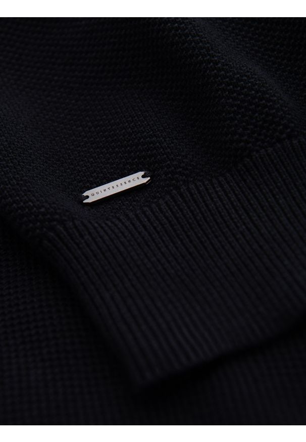 Ombre Clothing - Bawełniana męska koszulka polo ze strukturalnej dzianiny – czarna V5 OM-POSS-0117 - XXL. Okazja: na co dzień, do pracy. Typ kołnierza: polo. Kolor: czarny. Materiał: bawełna, dzianina. Długość: krótkie. Styl: elegancki, casual