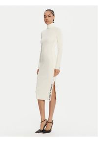 Elisabetta Franchi Sukienka dzianinowa AM-03S-56E2-V390 Écru Slim Fit. Materiał: wiskoza