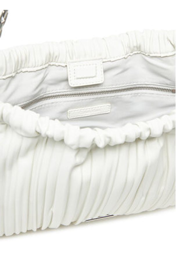 Calvin Klein Torebka Drawstring Plisse Crossbody LV04F3076G Biały. Kolor: biały. Materiał: skórzane