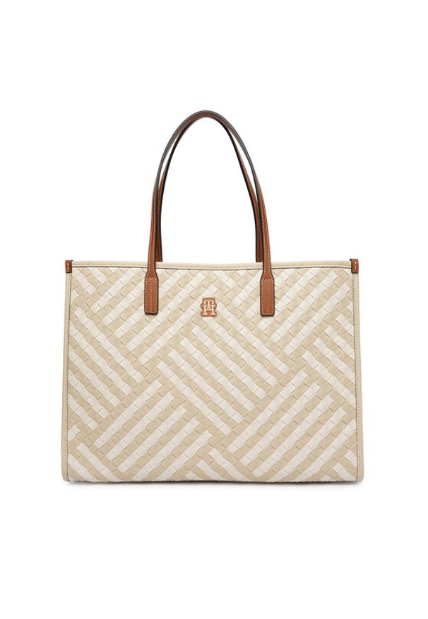 TOMMY HILFIGER - Tommy Hilfiger Torebka Th City Tote AW0AW18394 Beżowy. Kolor: beżowy. Materiał: skórzane