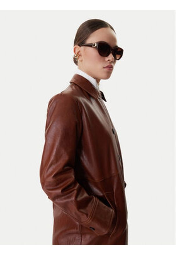 MAX&Co. Płaszcz przejściowy Doppia 2616471021200 Brązowy Regular Fit. Kolor: brązowy. Materiał: skóra