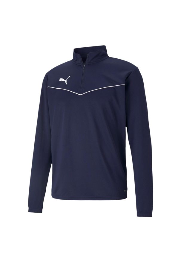Bluza piłkarska męska Puma teamRISE 1 4 Zip Top. Kolor: niebieski. Sport: piłka nożna