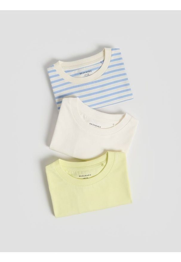 Reserved - Bawełniany t-shirt 3 pack - żółty. Kolor: żółty. Materiał: bawełna