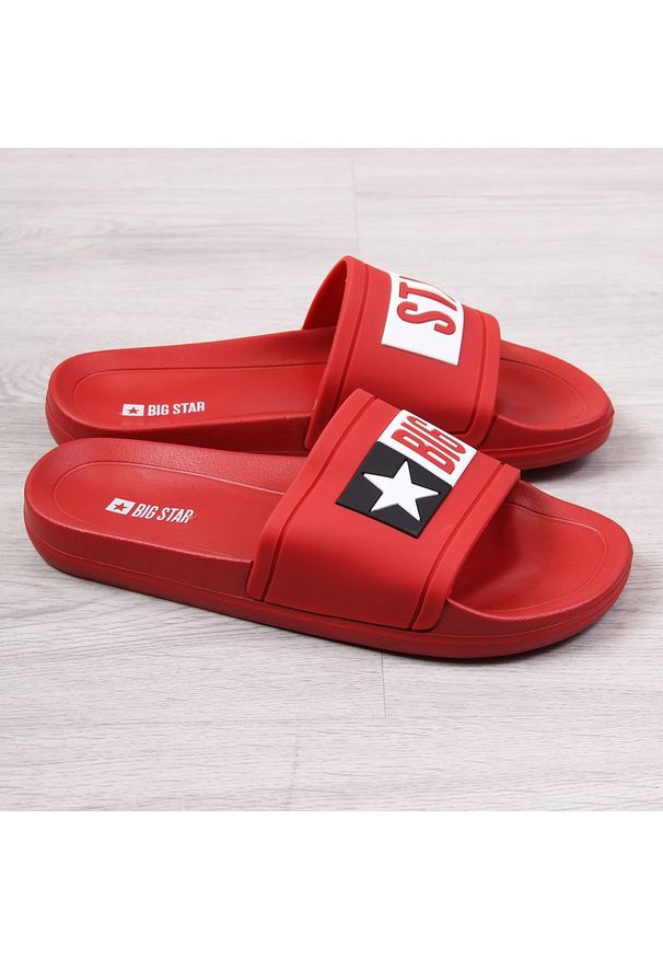 Big-Star - Klapki męskie plażowe basenowe czerwone Big Star DD174702. Okazja: na plażę. Kolor: czerwony. Materiał: guma, tworzywo sztuczne