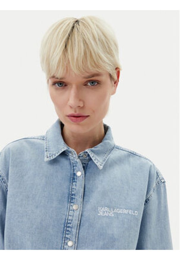 Karl Lagerfeld Jeans Koszula jeansowa A2W11021 Niebieski Regular Fit. Kolor: niebieski. Materiał: bawełna