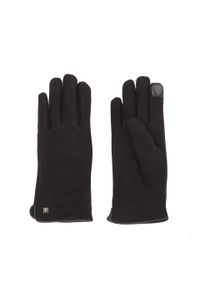 Kazar - Eleganckie czarne rękawiczki z tkaniny. Kolor: czarny. Materiał: tkanina. Wzór: gładki, aplikacja. Styl: elegancki #2
