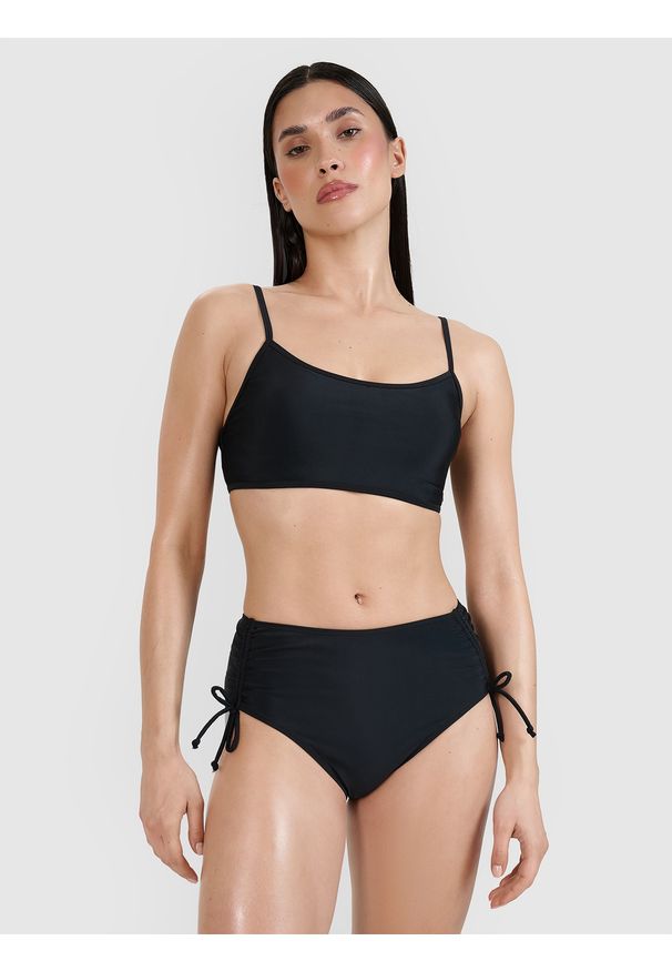 4f - 4F Dół od bikini damski - czarny XL. Stan: podwyższony. Kolor: czarny. Materiał: materiał, włókno, syntetyk, elastan