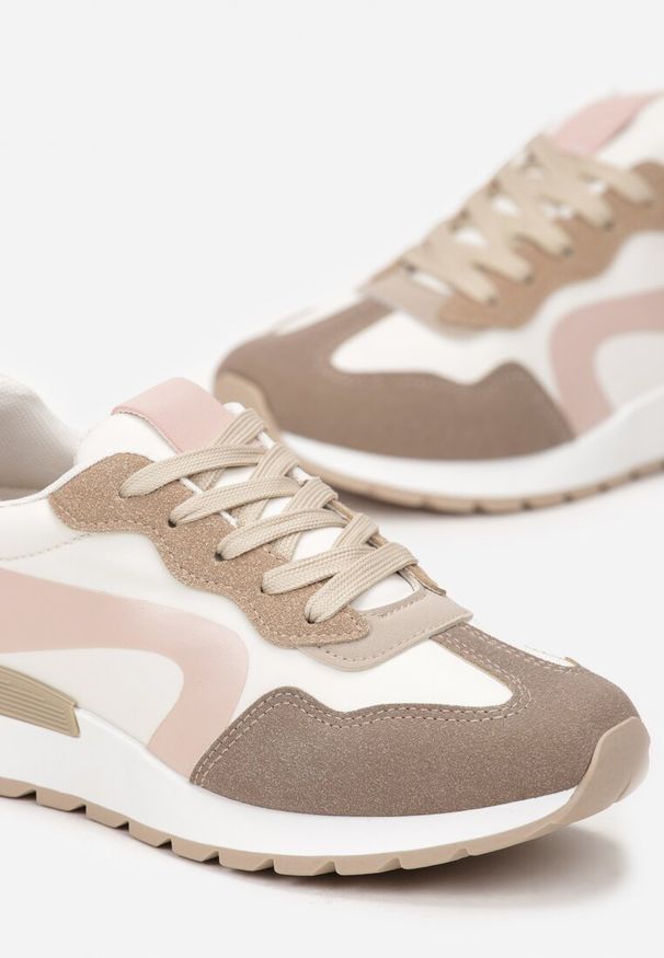 Renee - Ciemnobeżowe Sznurowane Sneakersy przed Kostkę Pasille. Wysokość cholewki: przed kostkę. Kolor: beżowy