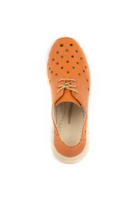 Wasak - WASAK Półbuty damskie sneakersy skórzane 0692W pomarańczowe. Okazja: na co dzień, na spacer. Kolor: pomarańczowy. Materiał: skóra. Styl: casual, elegancki #5