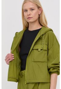 Patrizia Pepe kurtka damska kolor zielony przejściowa oversize. Kolor: zielony. Materiał: materiał. Wzór: aplikacja #5