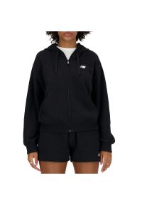 Bluza New Balance WJ41501BK - czarna. Typ kołnierza: kaptur. Kolor: czarny. Materiał: materiał, bawełna, poliester, prążkowany. Wzór: ze splotem. Styl: elegancki, sportowy #1