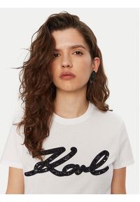 Karl Lagerfeld - KARL LAGERFELD T-Shirt A1W17117 Biały Regular Fit. Typ kołnierza: dekolt w karo. Kolor: biały. Materiał: bawełna #3