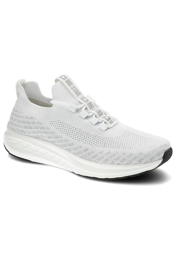 Big-Star - Białe Sneakersy Big Star Wygodne Buty Męskie. Okazja: do pracy. Kolor: biały. Materiał: materiał. Szerokość cholewki: normalna. Wzór: aplikacja. Sport: fitness