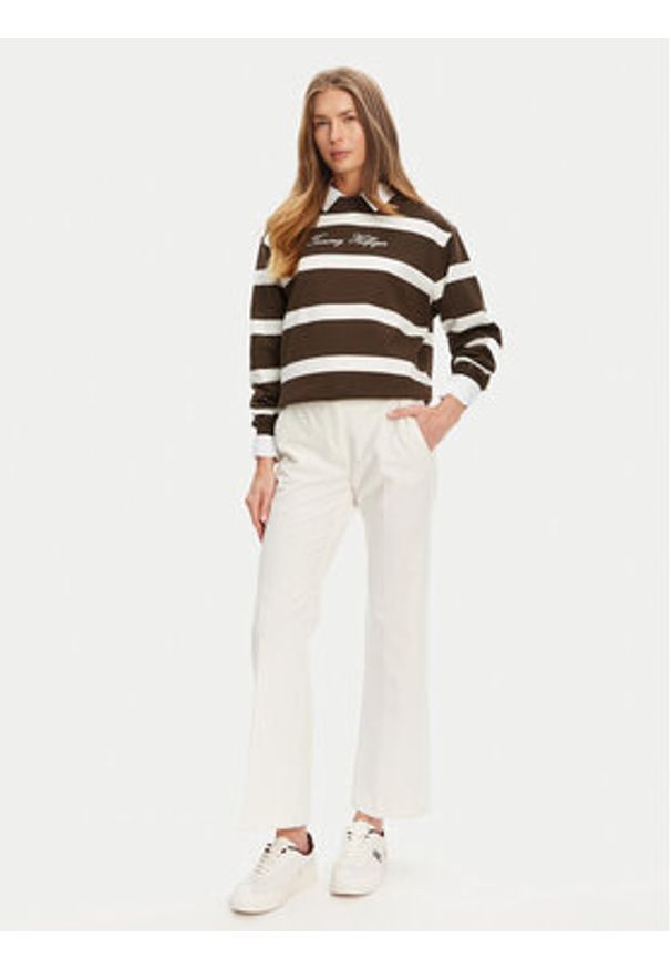 TOMMY HILFIGER - Tommy Hilfiger Bluza Script WW0WW45743 Brązowy Regular Fit. Kolor: brązowy. Materiał: bawełna