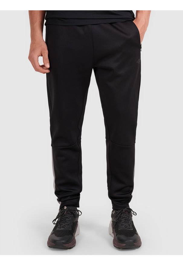 4f - 4F Spodnie treningowe szybkoschnące męskie - czarne XXL. Kolor: czarny. Materiał: tkanina, elastan, materiał, włókno, syntetyk. Sport: fitness
