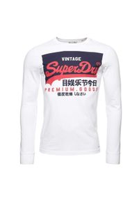 Koszulka turystyczna męska Superdry Vl O. Kolor: biały. Materiał: bawełna. Długość rękawa: długi rękaw. Styl: klasyczny