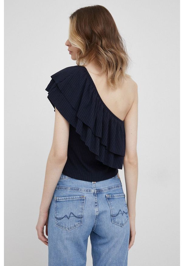 Pepe Jeans bluzka BARIS damska kolor granatowy gładka. Okazja: na co dzień. Kolor: niebieski. Materiał: dzianina. Wzór: gładki. Styl: casual