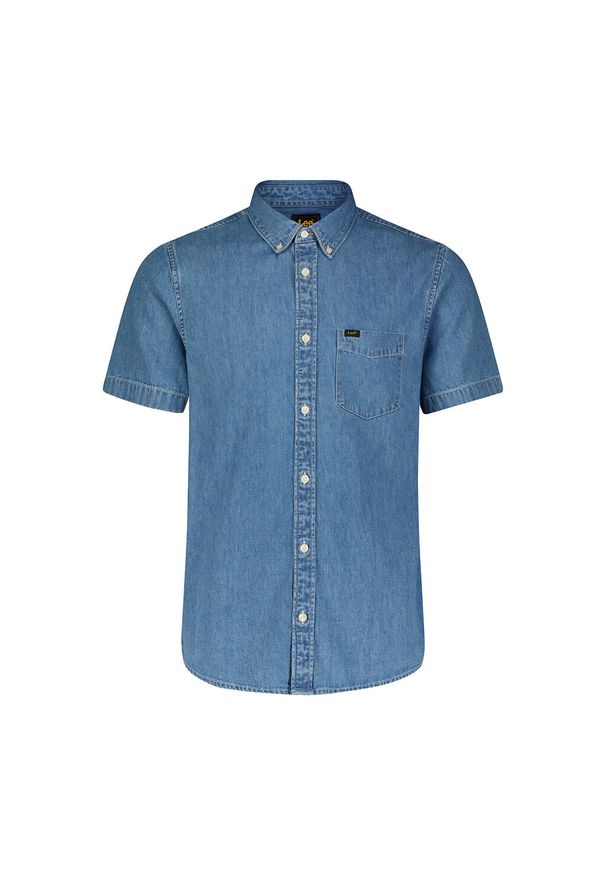 Lee - LEE BUTTON DOWN SS MĘSKA KOSZULA SHASTA BLUE 112349963 L886015637. Typ kołnierza: button down
