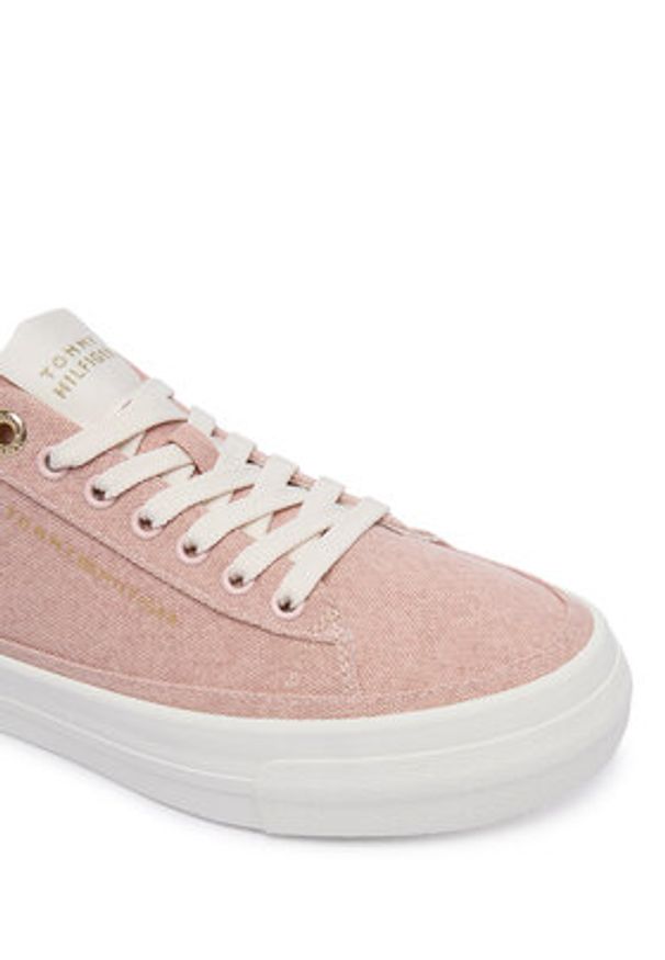TOMMY HILFIGER - Tommy Hilfiger Sneakersy Washed Canvas Platform Trainers FW0FW09172 Różowy. Kolor: różowy. Materiał: materiał. Obcas: na platformie