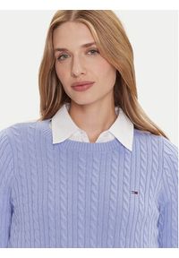 Tommy Jeans Sweter Cable Essential DW0DW22165 Niebieski Regular Fit. Kolor: niebieski. Materiał: bawełna #4