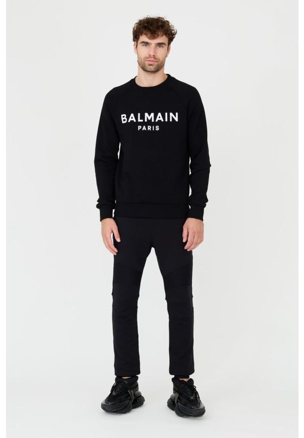 Balmain - BALMAIN Czarna bluza Printed Sweatshirt. Kolor: czarny