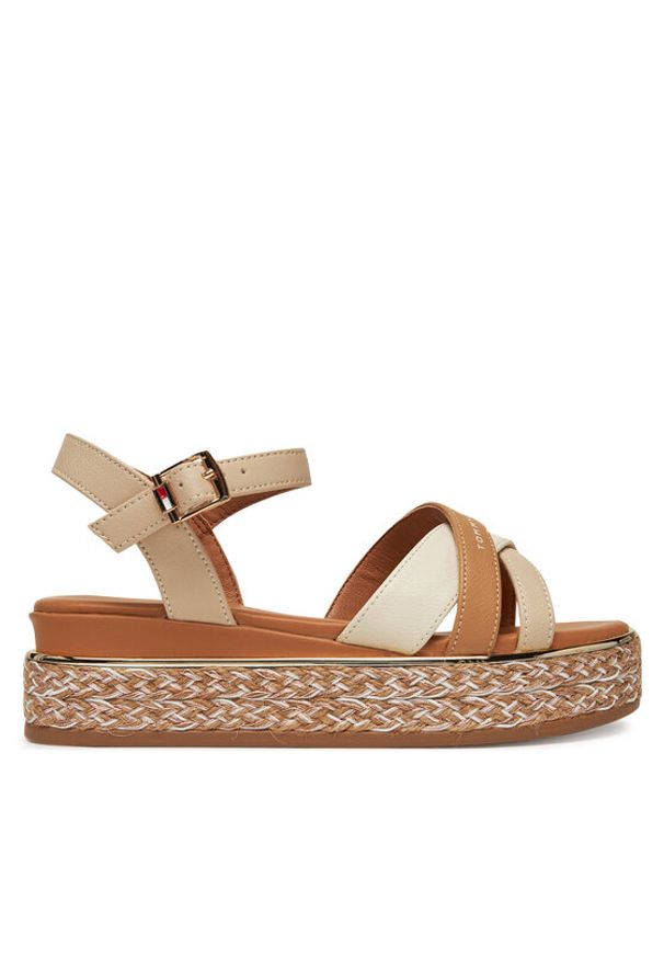 TOMMY HILFIGER - Tommy Hilfiger Espadryle T3A2-33790-0371 S Beżowy. Kolor: beżowy. Materiał: skóra