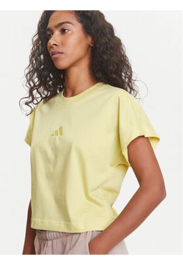 Adidas - adidas T-Shirt ALL SZN JJ1239 Żółty Regular Fit. Kolor: żółty. Materiał: bawełna