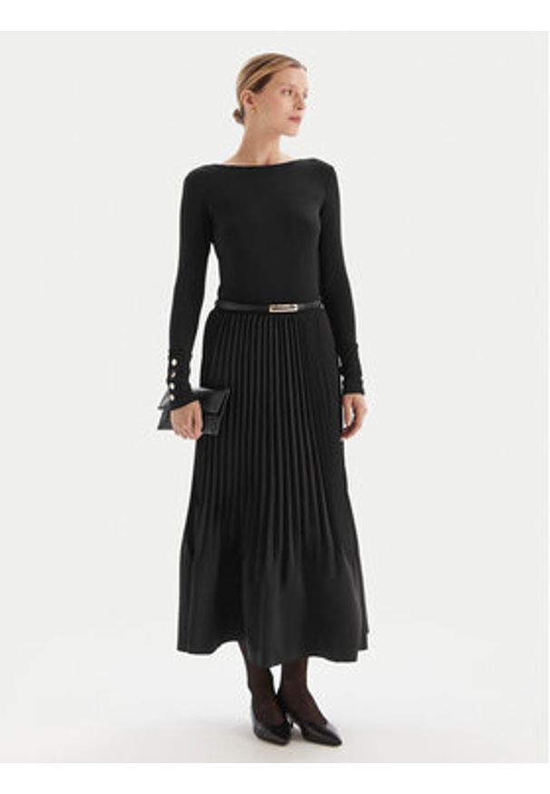 Fracomina Sukienka dzianinowa FS25WD2003W411F9 Czarny Slim Fit. Kolor: czarny. Materiał: syntetyk