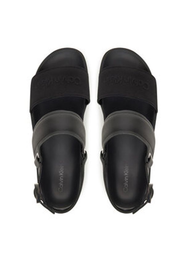 Calvin Klein Sandały Back Strap W/ Buckle Logo HM0HM01742 Czarny. Kolor: czarny. Materiał: skóra