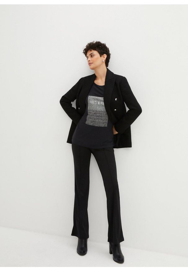 bonprix - Długi żakiet. Typ kołnierza: bez kołnierzyka. Kolor: czarny. Długość: długie. Styl: klasyczny