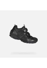 Geox - Buty GEOX JR SAVAGE Czarny. Kolor: czarny. Materiał: tkanina, skóra. Sport: turystyka piesza