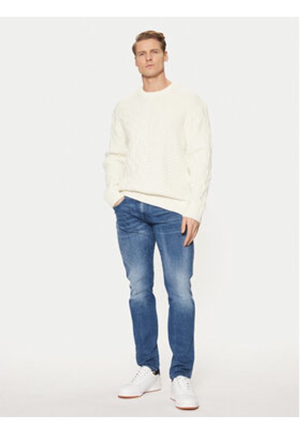 Tom Tailor Denim Sweter 1044433 Écru Relaxed Fit. Kolor: kremowy. Materiał: syntetyk, bawełna