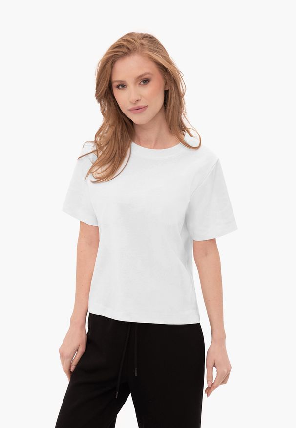 Volcano - Gładka koszulka, Comfort Fit, T-LENI. Materiał: prążkowany, materiał, bawełna, len. Długość rękawa: krótki rękaw. Długość: krótkie. Wzór: gładki. Sezon: lato. Styl: klasyczny