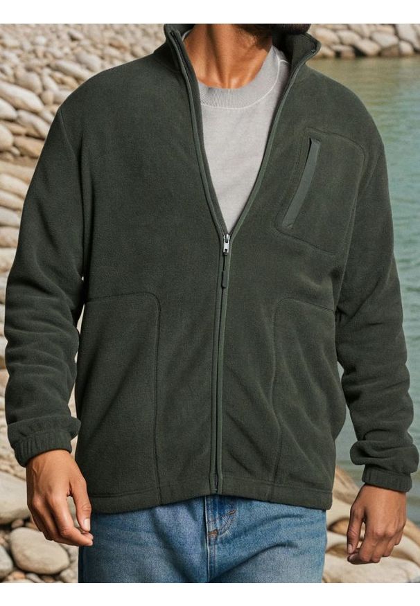 Sinsay - Bluza polarowa z kieszeniami - zielony. Kolor: zielony. Materiał: polar