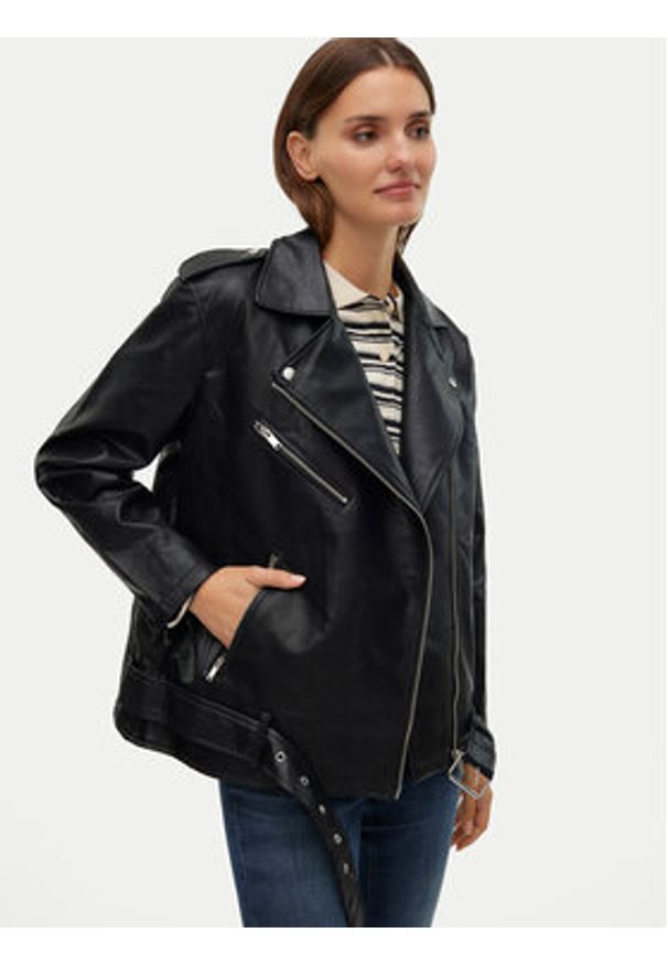 Vero Moda Kurtka z imitacji skóry Ramon 10311337 Czarny Loose Fit. Kolor: czarny. Materiał: skóra