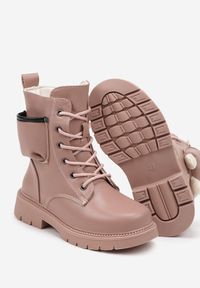 Born2be - Różowe Ocieplane Botki z Maskotką w Kieszonce Teminia. Okazja: na co dzień, na spacer. Zapięcie: sznurówki. Kolor: różowy. Materiał: jeans. Styl: klasyczny, casual, elegancki #3
