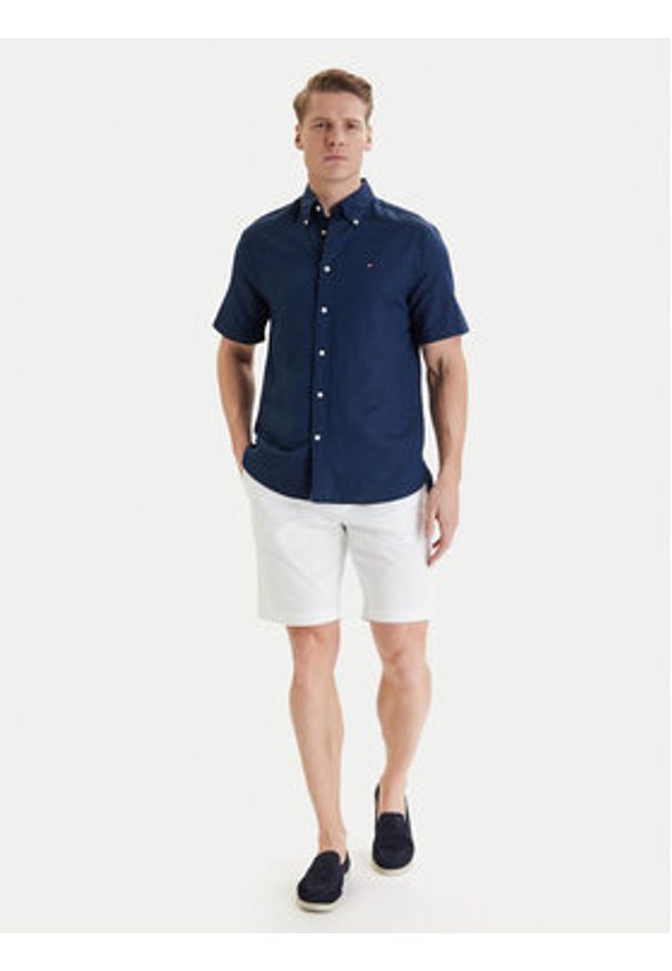 TOMMY HILFIGER - Tommy Hilfiger Komplet szorty i pasek Denton MW0MW42349 Biały Slim Fit. Kolor: biały. Materiał: bawełna