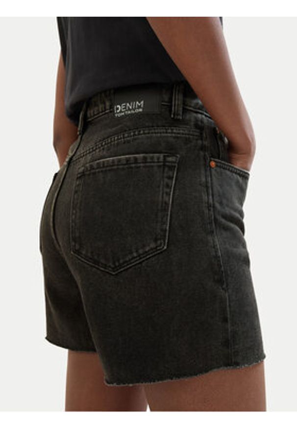 Tom Tailor Denim Szorty jeansowe 1041242 Czarny Mom Fit. Kolor: czarny. Materiał: bawełna