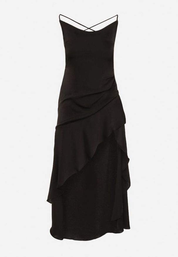 Born2be - Czarna Asymetryczna Sukienka Vices z Odkrytymi Plecami i Gorsetowym Wiązaniem Natifalia. Typ kołnierza: dekolt gorset. Kolor: czarny. Typ sukienki: asymetryczne, gorsetowe. Styl: elegancki