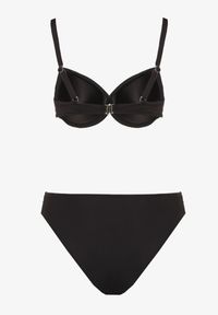 Born2be - Czarne Bikini Biustonosz z Trójkątną Ozdobą i Majtki Typu Figi Natisalia. Kolor: czarny. Wzór: aplikacja #5