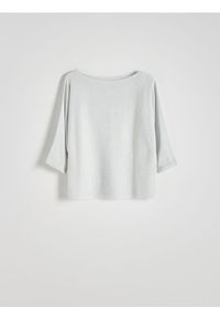 Reserved - Dzianinowa bluzka z metalicznym efektem - srebrny. Kolor: srebrny. Materiał: dzianina #1