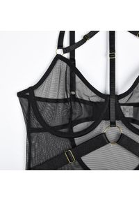 Intica - Body z kontrastowymi paseczkami na co dzień i okazje Roxine. Kolor: czarny. Materiał: materiał #6