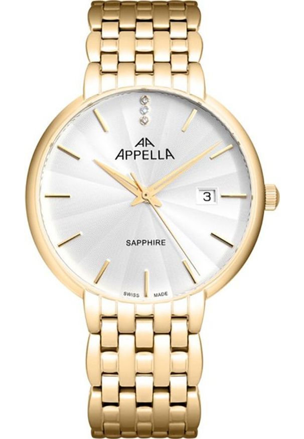 Zegarek Acappella Zegarek męski Appella L12000.1113DQ CYRKONIE złoty. Kolor: złoty