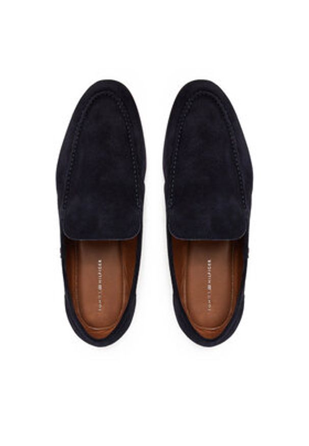 TOMMY HILFIGER - Tommy Hilfiger Półbuty Hilfiger Flexible Suede Loafer FM0FM05496 Granatowy. Kolor: niebieski. Materiał: zamsz, skóra
