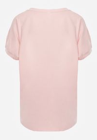Renee - Różowy T-shirt Oversize o Przedłużonym Kroju Echinopa. Okazja: na co dzień, na imprezę. Kolor: różowy. Materiał: bawełna, jeans. Sezon: lato. Styl: casual #7