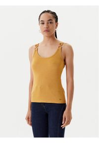 Morgan Top 251-DIDONI Żółty Slim Fit. Kolor: żółty. Materiał: wiskoza