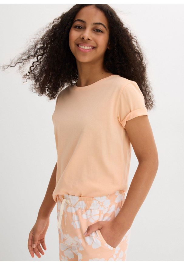 bonprix - Szorty z dżerseju z czystej bawełny organicznej. Kolor: pomarańczowy. Materiał: jersey, bawełna