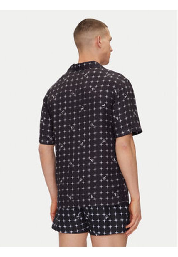 Calvin Klein Swimwear Koszula KM0KM01148 Czarny Regular Fit. Kolor: czarny. Materiał: wiskoza