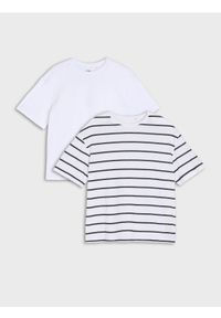 Sinsay - Koszulki 2 pack - biały. Kolor: biały