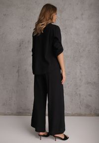 Renee - Czarny Boho Komplet z Bawełną Koszula i Spodnie z Ażurowymi Zdobieniami Runesa. Kolor: czarny. Materiał: bawełna. Wzór: ażurowy, aplikacja #7